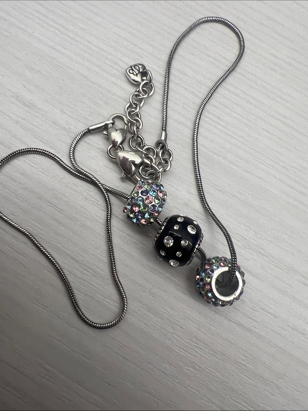 Brighton Silver-Tone Necklace with Black and Iridescent Multicolor Beads - Picture 4 of 8